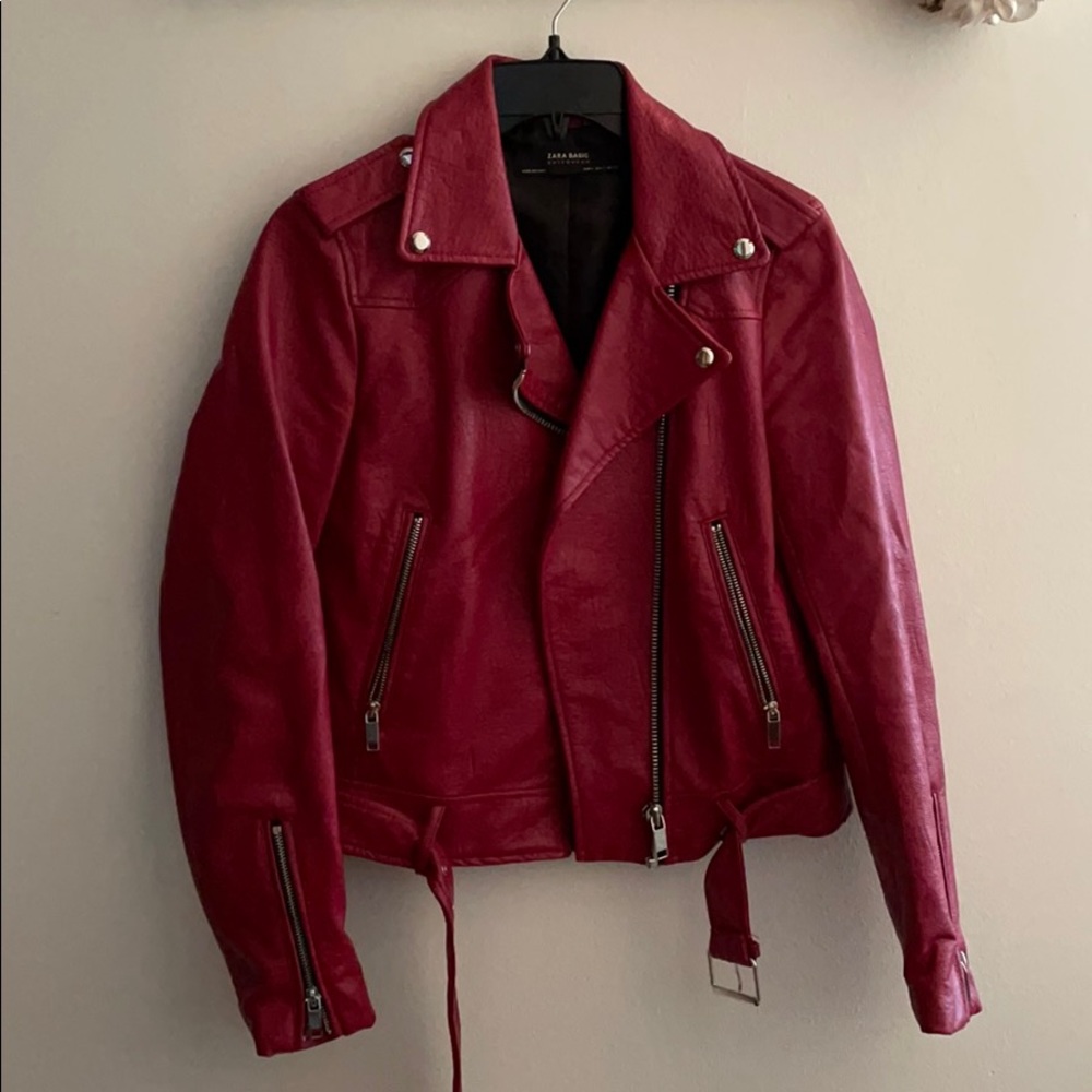 Zara Red Leather Jacket